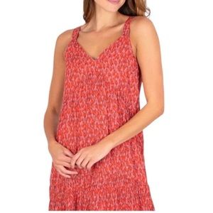 Joie Cotton Maxi Dress Red Orange Boho Tiered Sundress Lightweight Size XL NWT